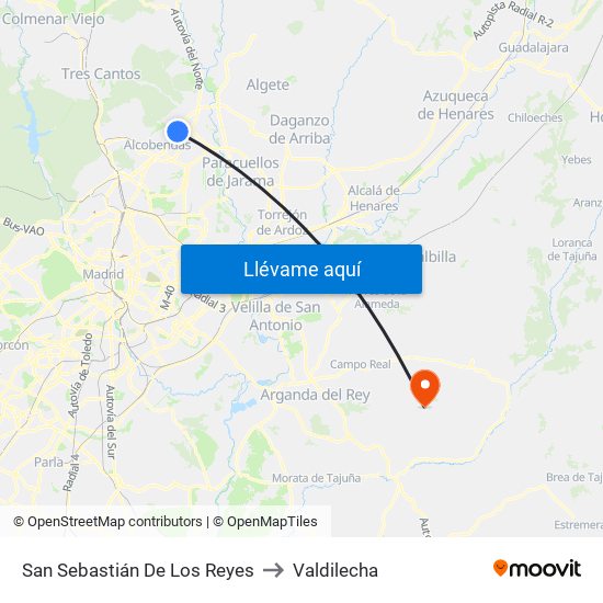 San Sebastián De Los Reyes to Valdilecha map