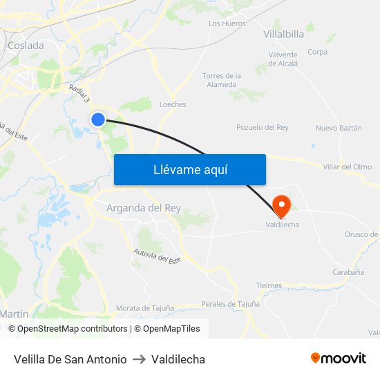 Velilla De San Antonio to Valdilecha map