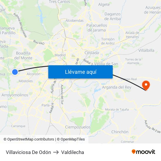 Villaviciosa De Odón to Valdilecha map