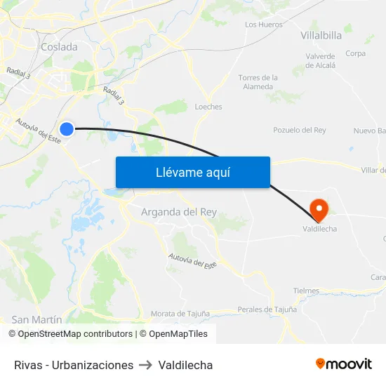 Rivas - Urbanizaciones to Valdilecha map