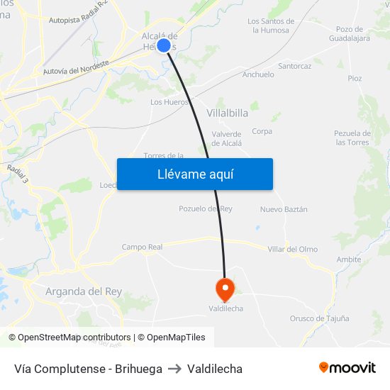 Vía Complutense - Brihuega to Valdilecha map