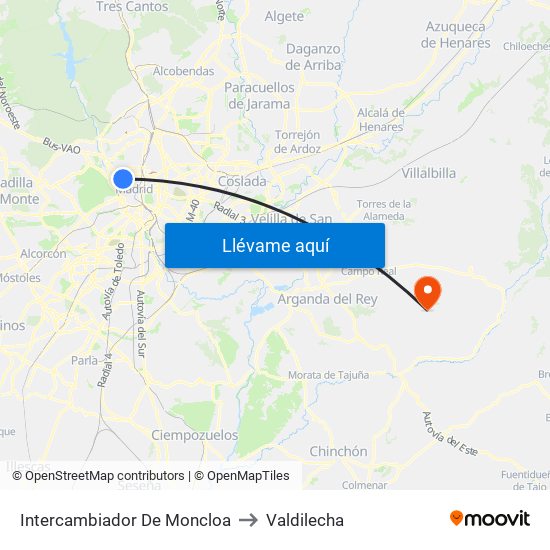 Intercambiador De Moncloa to Valdilecha map