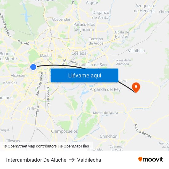 Intercambiador De Aluche to Valdilecha map