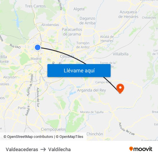 Valdeacederas to Valdilecha map