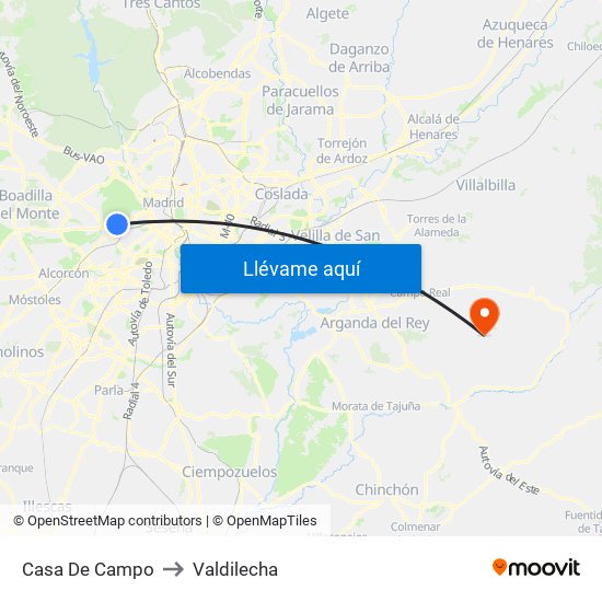 Casa De Campo to Valdilecha map