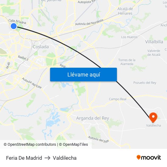 Feria De Madrid to Valdilecha map