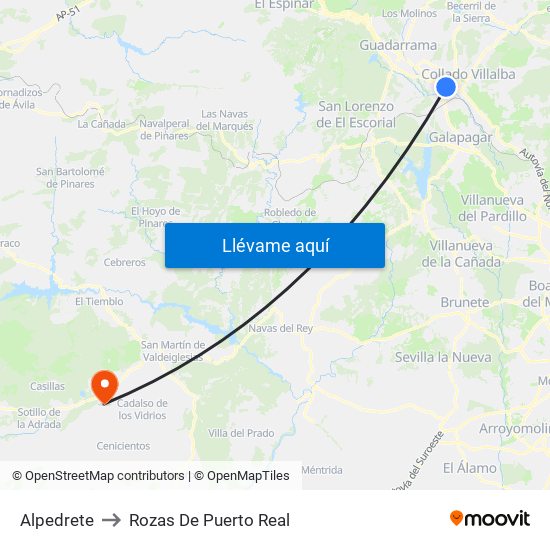 Alpedrete to Rozas De Puerto Real map