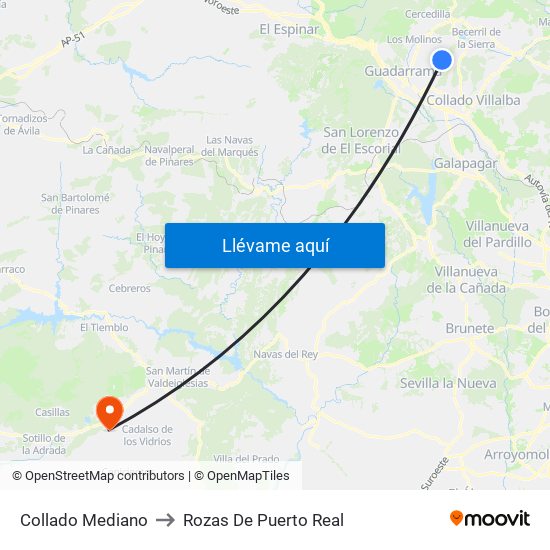 Collado Mediano to Rozas De Puerto Real map