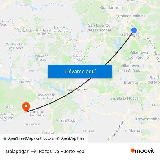 Galapagar to Rozas De Puerto Real map