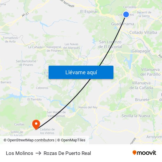 Los Molinos to Rozas De Puerto Real map