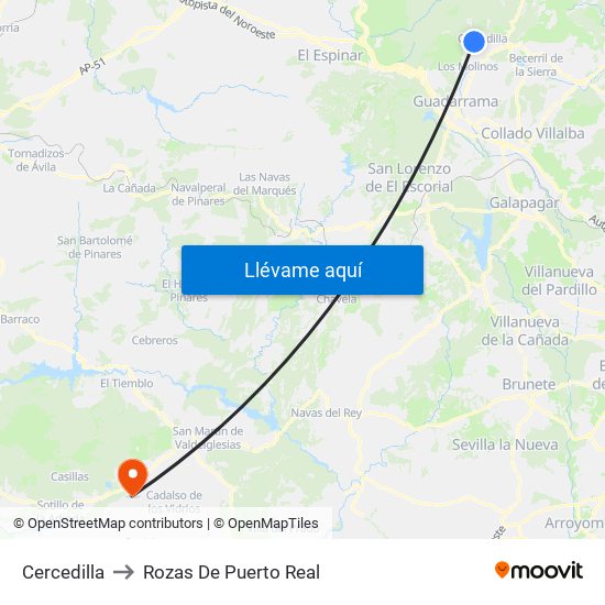 Cercedilla to Rozas De Puerto Real map