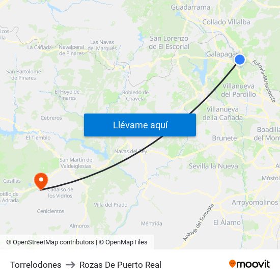 Torrelodones to Rozas De Puerto Real map