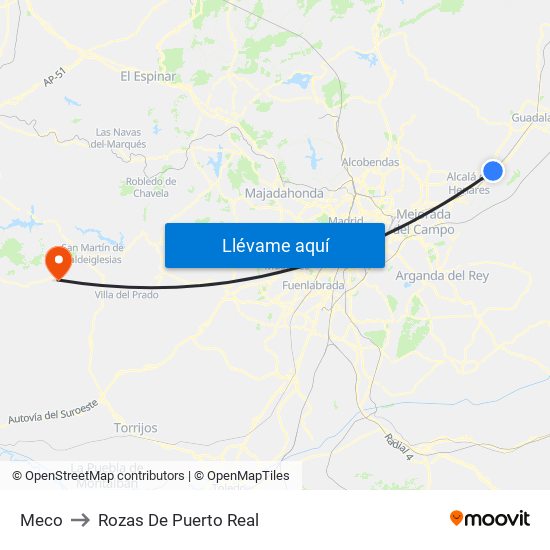 Meco to Rozas De Puerto Real map