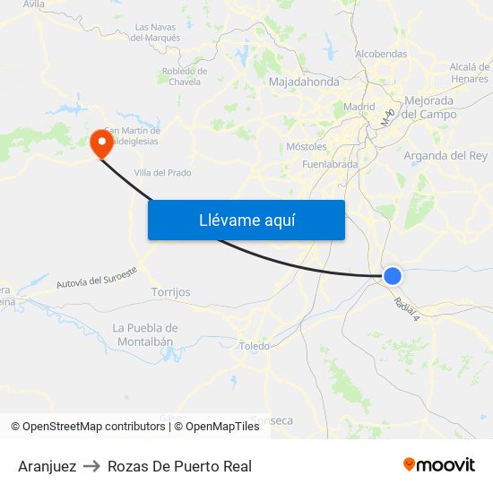 Aranjuez to Rozas De Puerto Real map