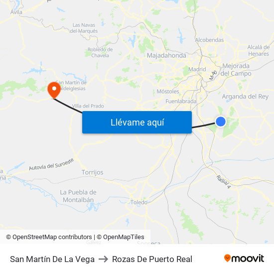 San Martín De La Vega to Rozas De Puerto Real map