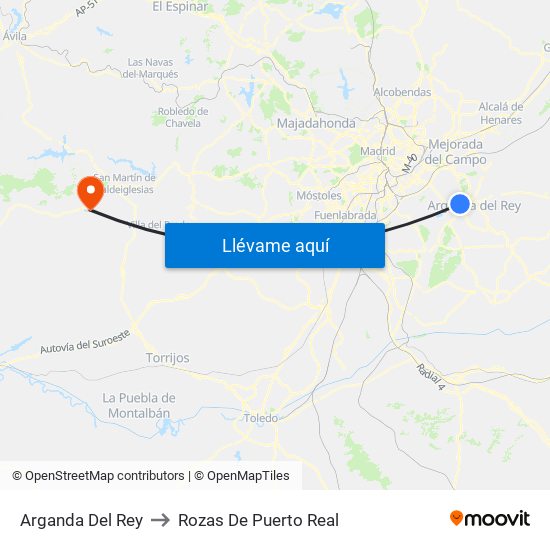 Arganda Del Rey to Rozas De Puerto Real map