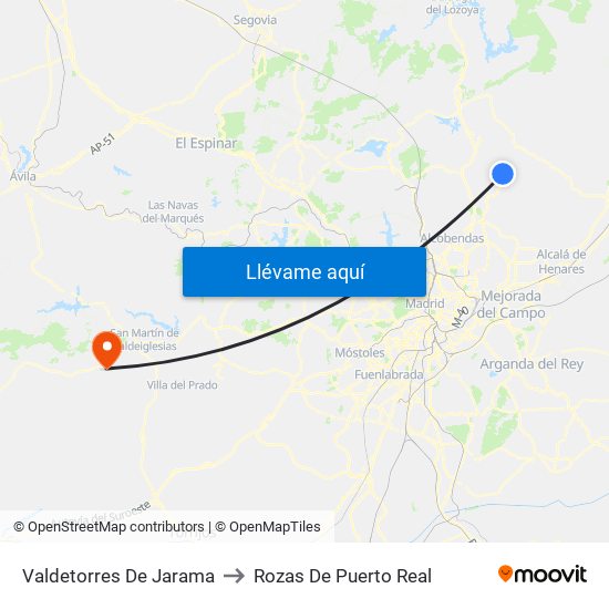Valdetorres De Jarama to Rozas De Puerto Real map