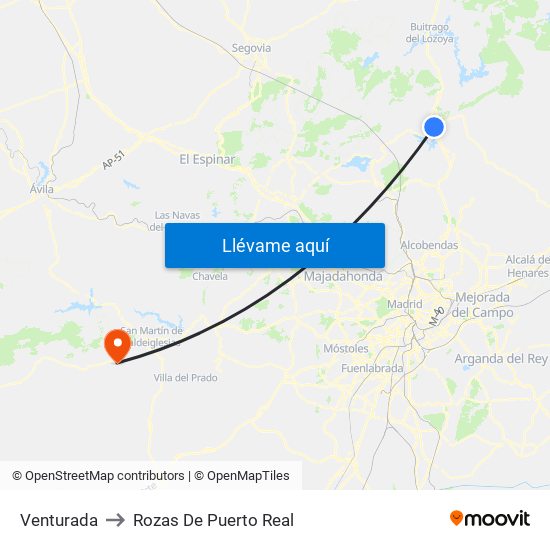 Venturada to Rozas De Puerto Real map