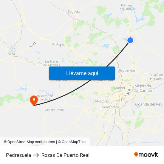 Pedrezuela to Rozas De Puerto Real map
