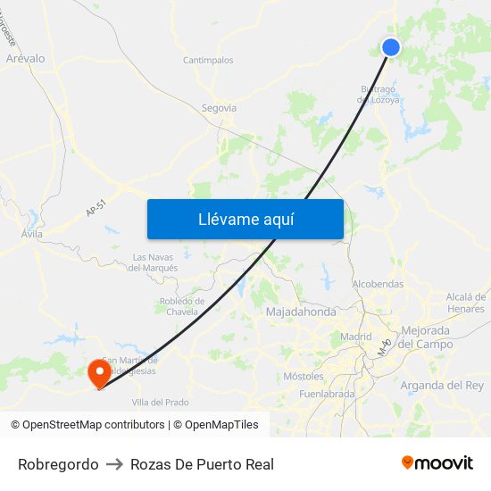 Robregordo to Rozas De Puerto Real map