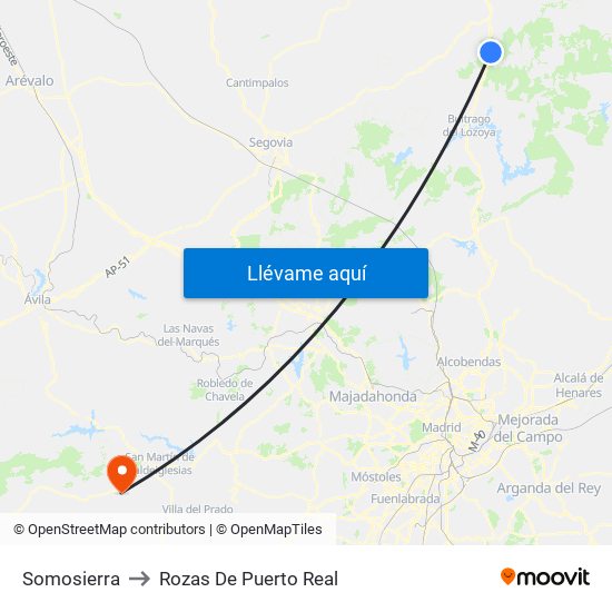 Somosierra to Rozas De Puerto Real map