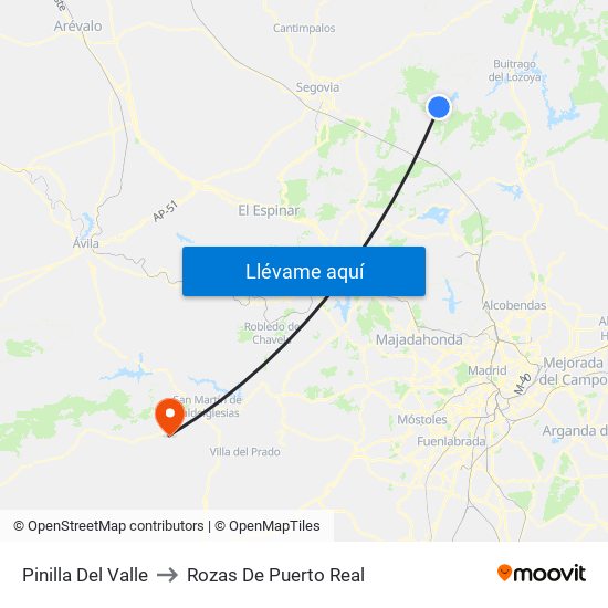 Pinilla Del Valle to Rozas De Puerto Real map