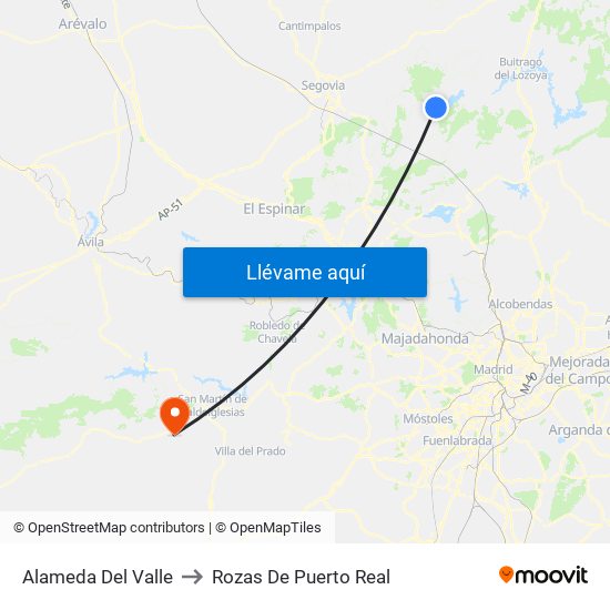 Alameda Del Valle to Rozas De Puerto Real map
