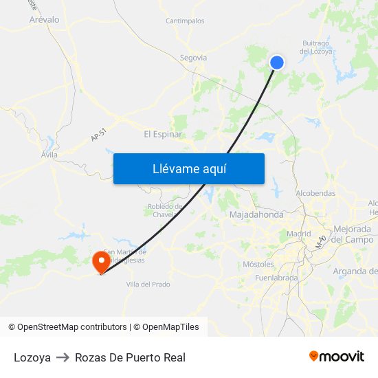 Lozoya to Rozas De Puerto Real map