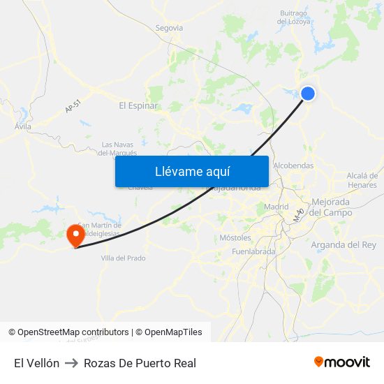 El Vellón to Rozas De Puerto Real map
