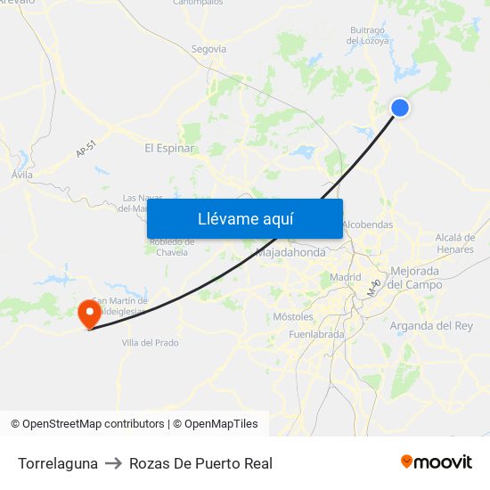 Torrelaguna to Rozas De Puerto Real map