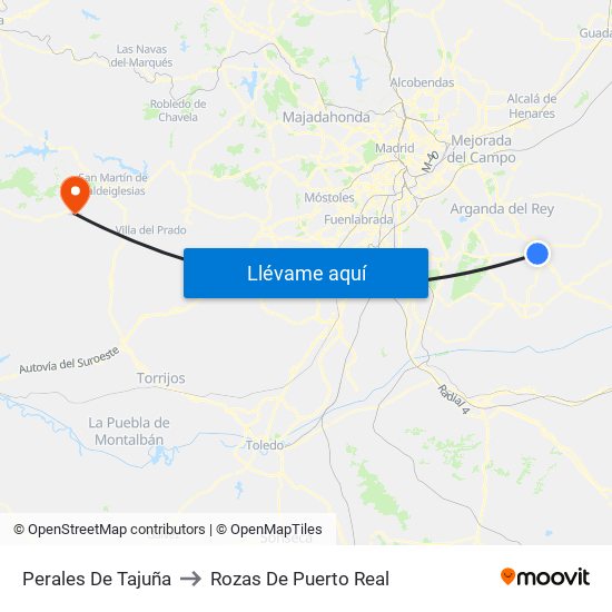 Perales De Tajuña to Rozas De Puerto Real map