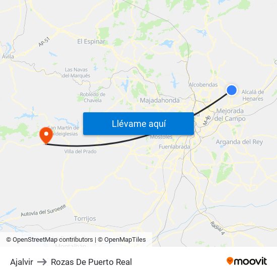 Ajalvir to Rozas De Puerto Real map