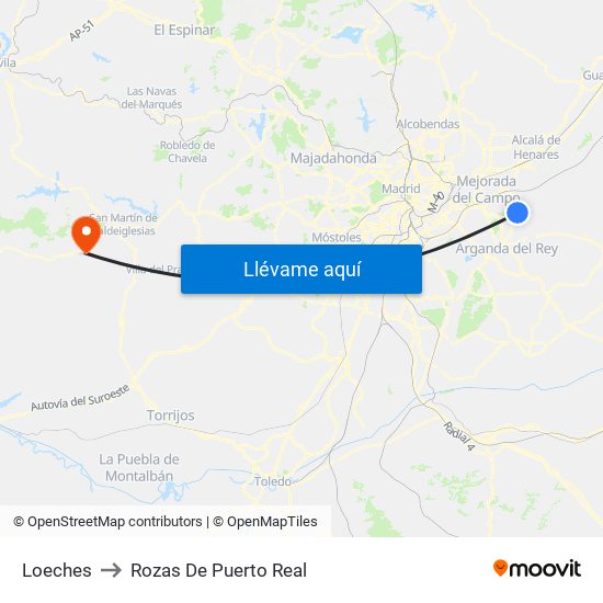 Loeches to Rozas De Puerto Real map