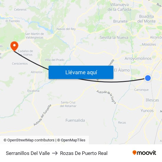 Serranillos Del Valle to Rozas De Puerto Real map