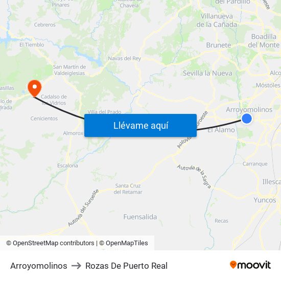 Arroyomolinos to Rozas De Puerto Real map