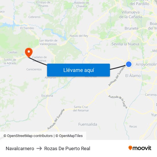 Navalcarnero to Rozas De Puerto Real map