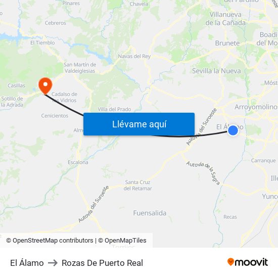 El Álamo to Rozas De Puerto Real map
