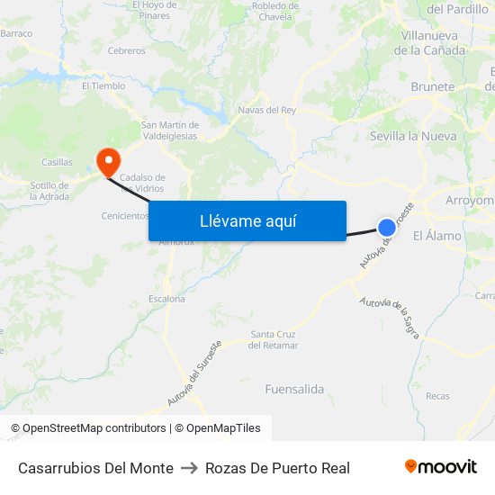 Casarrubios Del Monte to Rozas De Puerto Real map