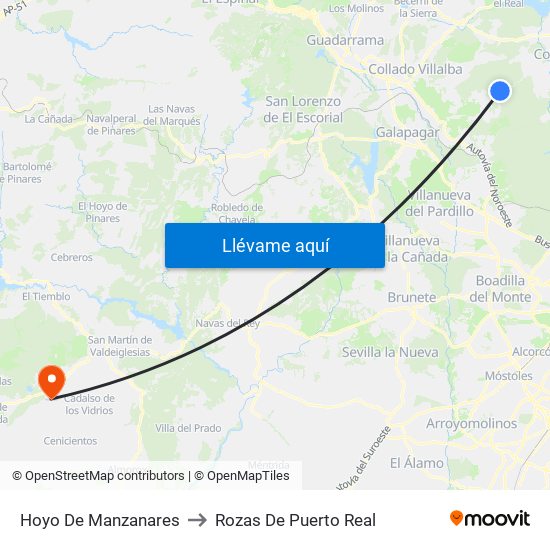 Hoyo De Manzanares to Rozas De Puerto Real map
