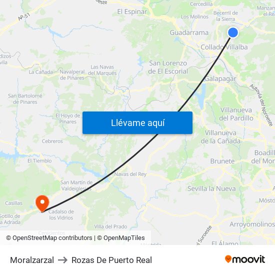 Moralzarzal to Rozas De Puerto Real map