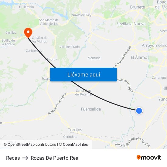 Recas to Rozas De Puerto Real map