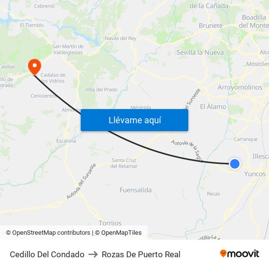 Cedillo Del Condado to Rozas De Puerto Real map