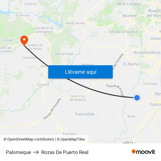 Palomeque to Rozas De Puerto Real map