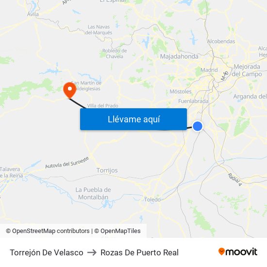 Torrejón De Velasco to Rozas De Puerto Real map