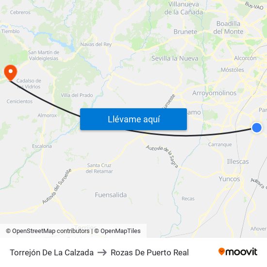 Torrejón De La Calzada to Rozas De Puerto Real map