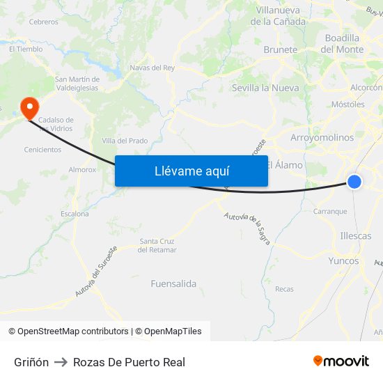 Griñón to Rozas De Puerto Real map
