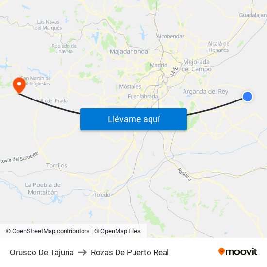 Orusco De Tajuña to Rozas De Puerto Real map