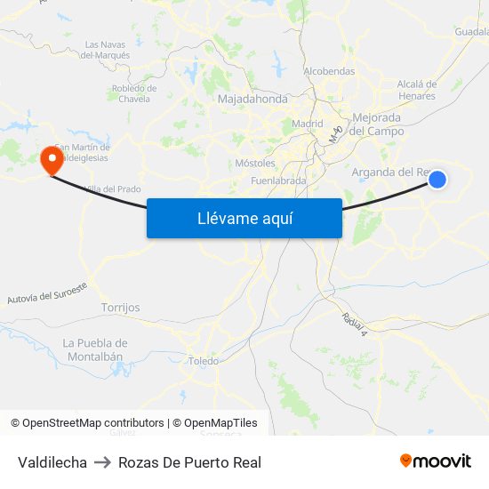 Valdilecha to Rozas De Puerto Real map