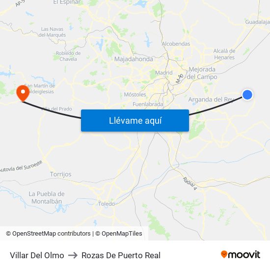Villar Del Olmo to Rozas De Puerto Real map