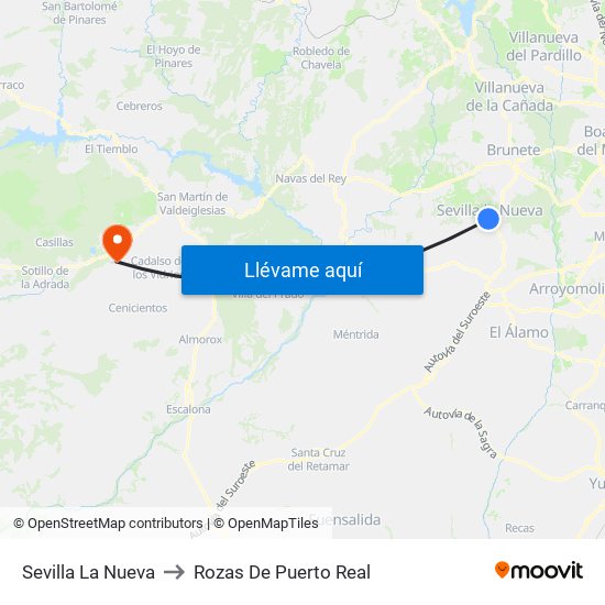 Sevilla La Nueva to Rozas De Puerto Real map